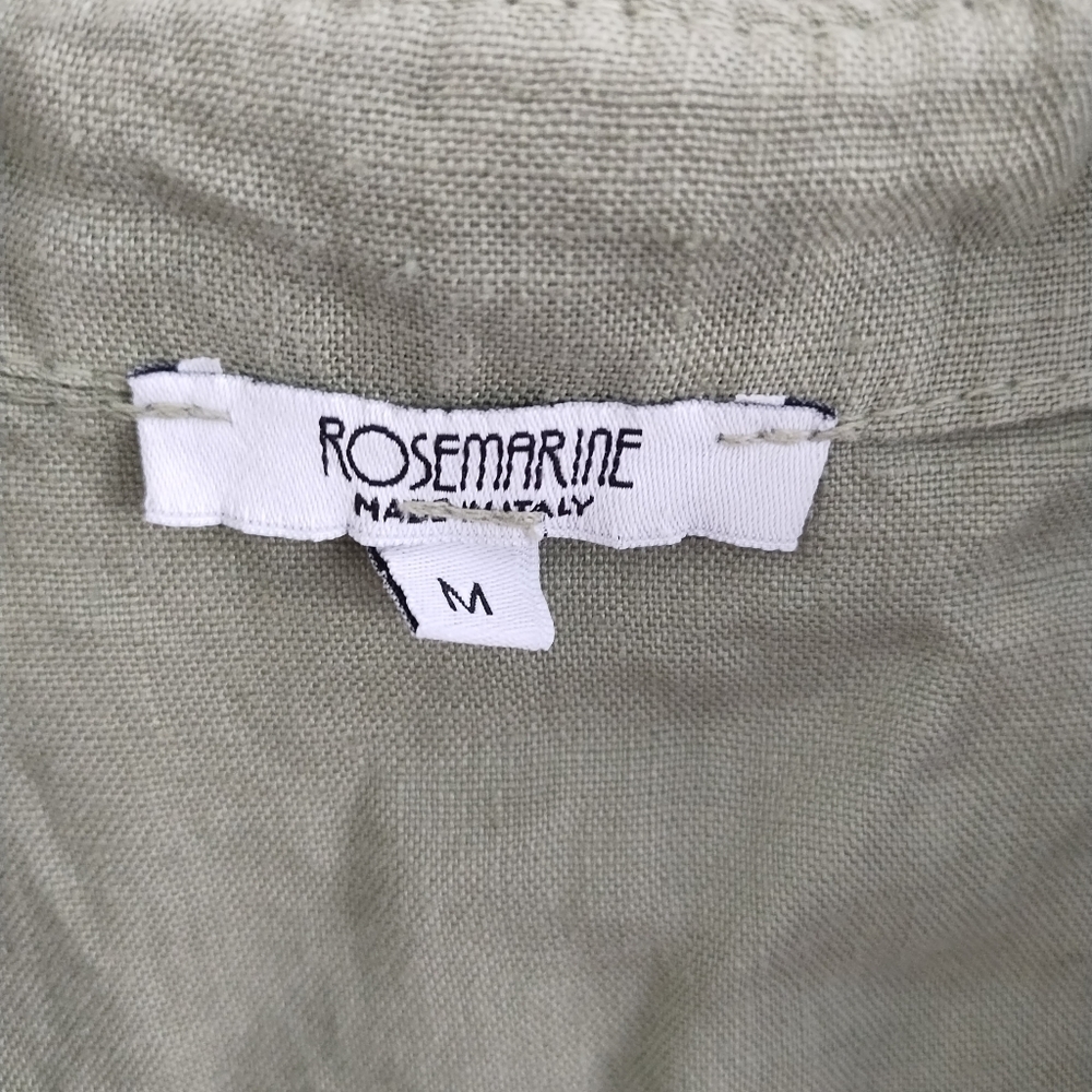 Rosemarine Italy 100% Linen Green Side Pockets Dress M - Picture 5 of 6